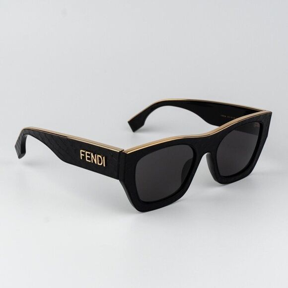 Fendi LEATHER LIMITED EDITION Women Sunglasses Square Black Grey FE40126I 01A